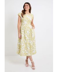 Wallis - Floral Ottoman Fit & Flare Midi Dress - Lyst