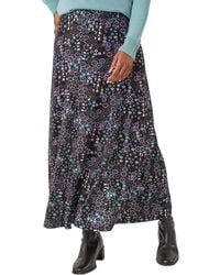 Roman - Ditsy Floral Print Stretch Midi Skirt - Lyst