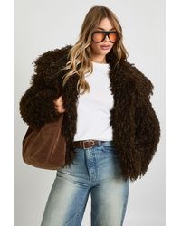 Boohoo - Shaggy Short Faux Fur Jacket - Lyst