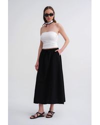 MixRay - High-Waisted Poplin Skirt With Drawstring Detail - Lyst