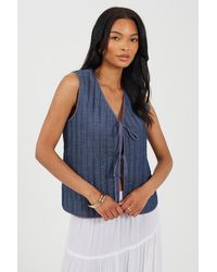 Brave Soul - Padded Vest With Tie Front - Lyst