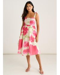 Gini London - Floral Tie Straps Midi Dress - Lyst