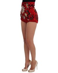 Dolce & Gabbana - Geborduurde Minishorts Met Hoge Taille - Lyst