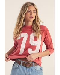 Nasty Gal - Varsity Long Sleeve Acid Wash Graphic T-Shirt - Lyst