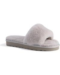 Aus Wooli - Australia Sheepskin Fluff Slide Slippers Leather - Lyst