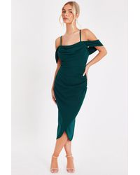Quiz - Bottle Cold Shoulder Midi Dress - Lyst