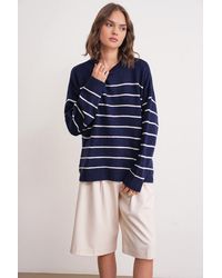 MixRay - Gestreifter Rundhals Relaxed Strickpullover - Lyst