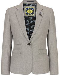 TruClothing - Beigefarbener Damen-Blazer Aus Wollmischung Im Tailored Fit Aus Tweed - Lyst