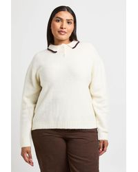 Boohoo - Plus Contrast Collar Chunky Knitted Jumper - Lyst