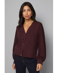 Wallis - Chiffon Sleeve Button Front Cardigan - Lyst