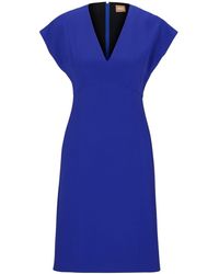 BOSS - Debrany V-Neck Knee Length A-Line Dress - Lyst