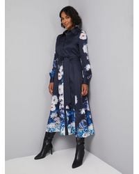 Wallis - Floral Tie Back Midi Shirt Dress - Lyst