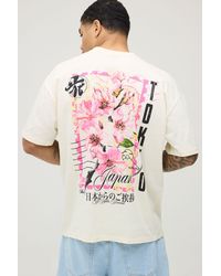 BoohooMAN - Oversized Floral Stamp Graphic T-Shirt Cotton - Lyst