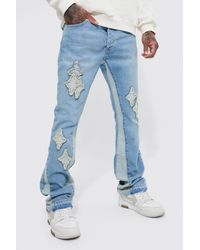 BoohooMAN - Slim Flare Applique Panel Jeans - Lyst