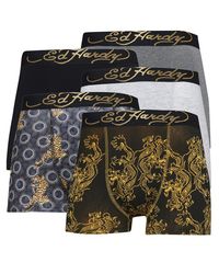 Ed Hardy - 5 Pack Cotton Breathable Boxers Underwear - Lyst
