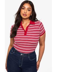 Boohoo - Plus Fitted Collared Top - Lyst