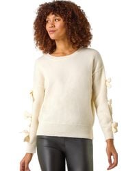 Roman - Bow Sleeve Detail Knit Jumper - Lyst