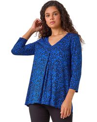 Roman - Abstract Print Pleat Front Tunic Top - Lyst