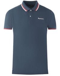 Aquascutum - Twin Tipped Collar Brand Logo Navy Blue Polo Shirt - Lyst