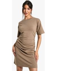 Boohoo - Ruched Side T-Shirt Mini Dress - Lyst