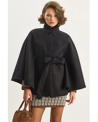 Bianco Lucci - Poncho Coat With Tie Closure - Lyst