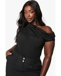 Boohoo - Plus Mesh Overlay Ruched One Piece - Lyst