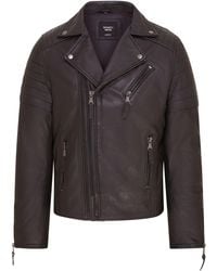 Infinity Leather - Brando Double Cross Zip Biker Jacket- Fagernes Lamb Leather - Lyst