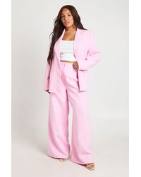 Boohoo - Plus Pleated Front Wide Leg Trousers - Lyst