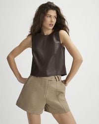 River Island - Shell Top Faux Leather - Lyst