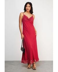 Warehouse - Chiffon Spot Print Cowl Bias Strappy Maxi Dress - Lyst