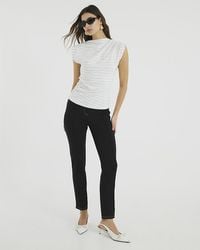 River Island - Top Short Sleeve Draped High Neck - Lyst