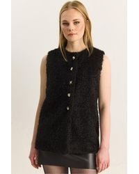 Bianco Lucci - Plush Waistcoat With Button Closure - Lyst