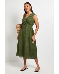 PRINCIPLES - Wrap Button Detail Broderie Midi Dress - Lyst