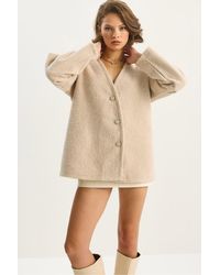 Bianco Lucci - Textured V-Neck Button Cardigan - Lyst