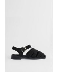 Oasis - Cassie Faux Suede Closed Toe Fisherman Flat Shoes - Lyst