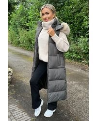 AX Paris - Faux Fur Hooded Longline Padded Gilet - Lyst