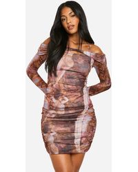 Boohoo - Tall Renaissance Print Ruched Mini Skirt - Lyst