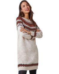 Roman - Soft Knit Fairisle Jumper Dress - Lyst