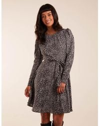 Blue Vanilla - Leopard Print Round Neck Skater Mini Dress - Lyst