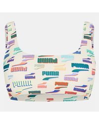 PUMA - Logo Print Bikini Top - Lyst