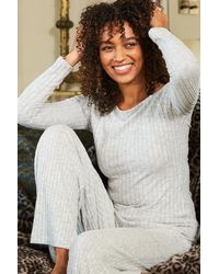 Sosandar - Light Knitted Rib Loungewear Top Viscose - Lyst