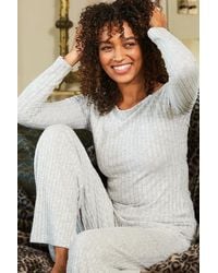 Sosandar - Light Knitted Rib Loungewear Top Viscose - Lyst
