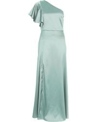 Quiz - Sage Satin One Shoulder Maxi Dress - Lyst