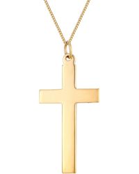 The Jewellery Stockroom - Rolled Large Plain Cross Pendant Necklace Plated - Lyst