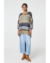 Izabel London - Printed 3/4 Batwing Sleeve Relaxed Tunic Top - Lyst