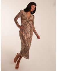 Blue Vanilla - Snake Print Plisse Twist Front Dress - Lyst