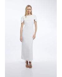 Karen Millen - Compact Stretch Viscose Back Drape Tailored Midi Dress - Lyst