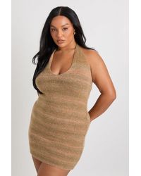 Boohoo - Plus Cowl Knitted Buckle Dress - Lyst