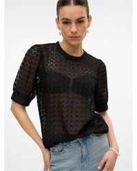 Vero Moda - Crew Neck Relaxed Fit Long Sleeve Blouse - Lyst