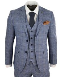 Paul Andrew - 3 Piece Blue Grey Tweed Check Vintage Retro Suit - Lyst